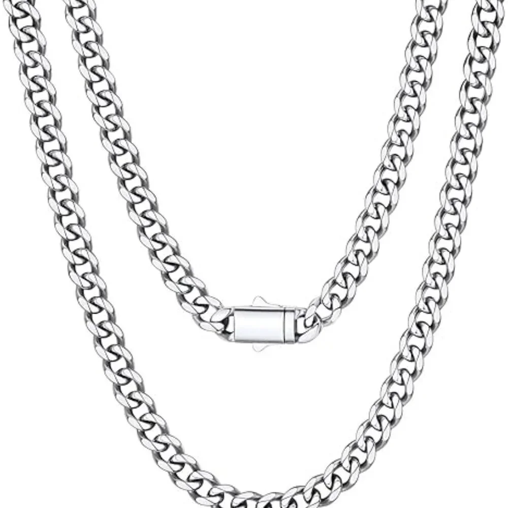 Men's 6MM Width-Steel Stainless Steel Miami Cuban Curb Link Chain Necklace